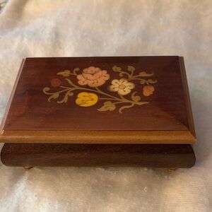 Floral Inlay Wooden Jewelry Box
